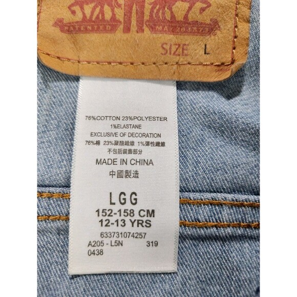 Levi Strauss Youth Blue Denim Logo Button Jacket Girls Sz 12-13 Yrs Womens Small - Picture 3 of 13